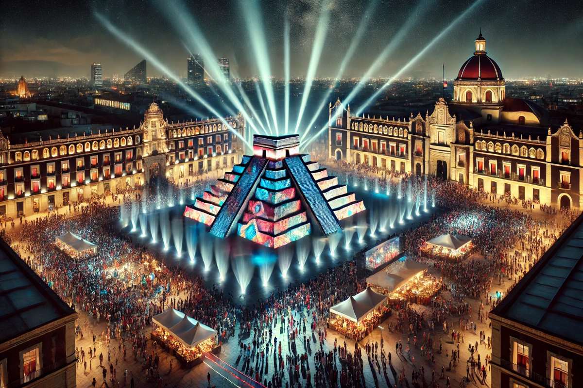 Zócalo con la pirámide de Kukulcán
